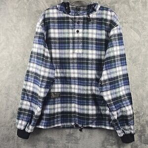 Vermont Flannel Co Hoodie Men's Medium Plaid Jacket Shirt Pullover Cotton USA
